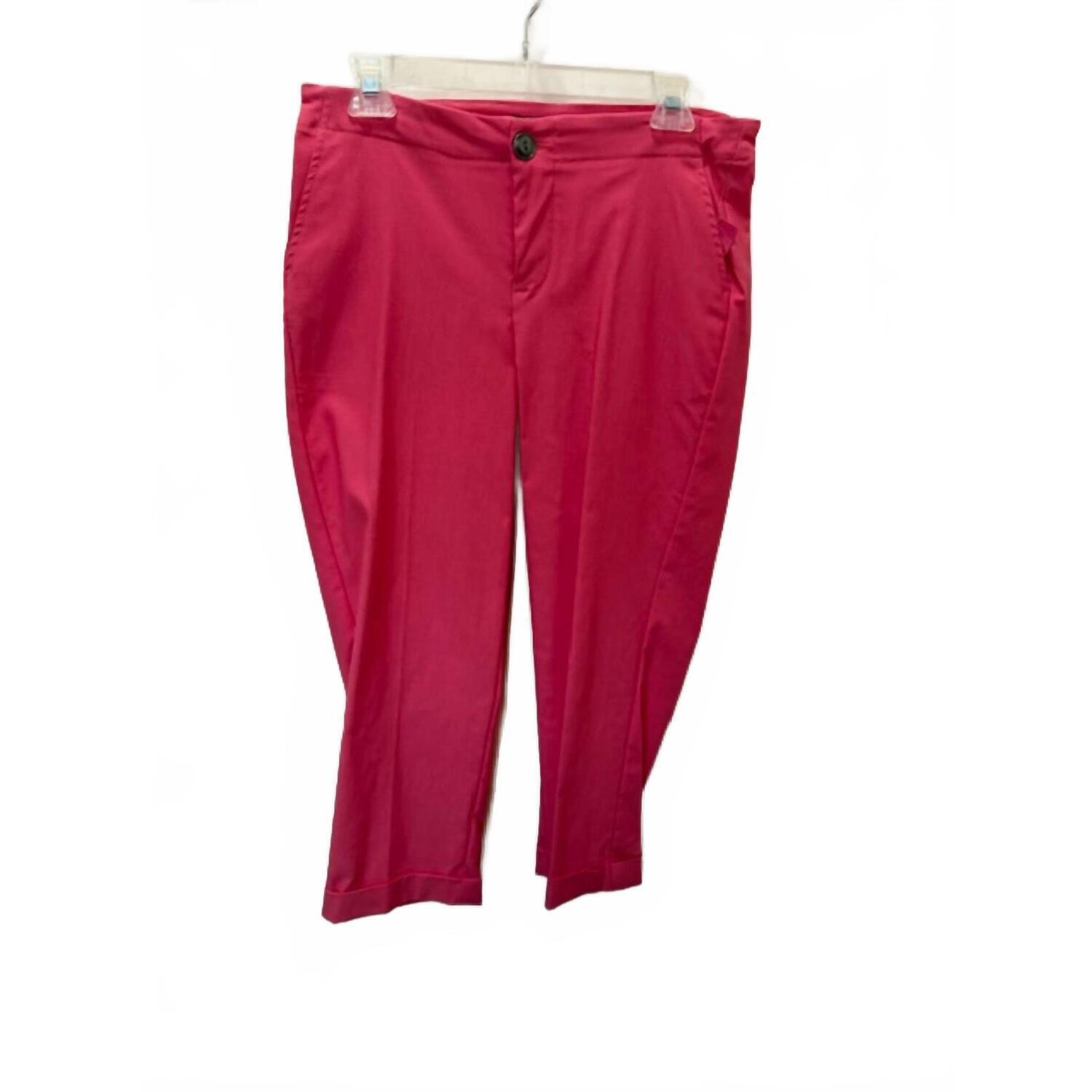 New Cheryl Nash Women's Button Front Cuffed Crop Pant In Grapefruit